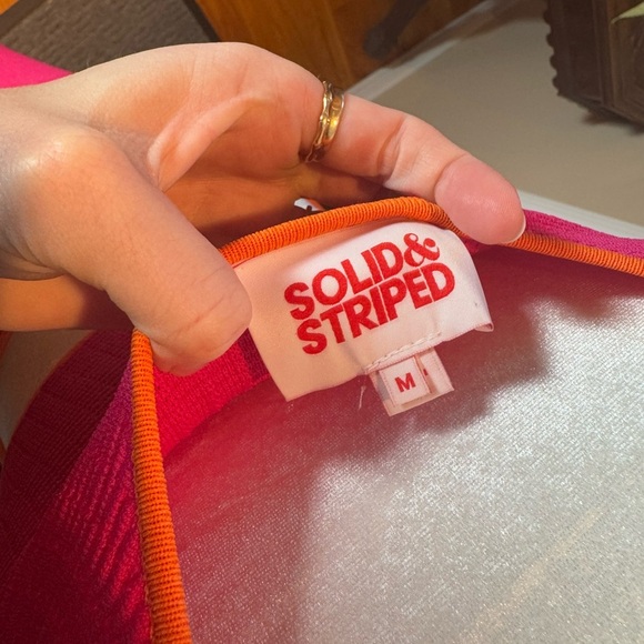 SOLID & STRIPED Bailey Dress in Shocking Pink & Clementine - NWOT - Picture 2 of 7